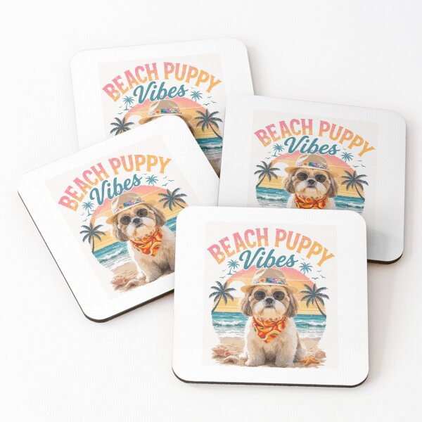 Item preview, Beach Puppy Vibes – Cute Shih Tzu Summer Dog Lover Vintage Sunset Design designed and sold by PawsAndPallette .