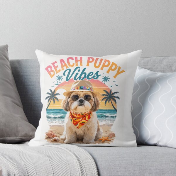 Item preview, Beach Puppy Vibes – Cute Shih Tzu Summer Dog Lover Vintage Sunset Design designed and sold by PawsAndPallette .