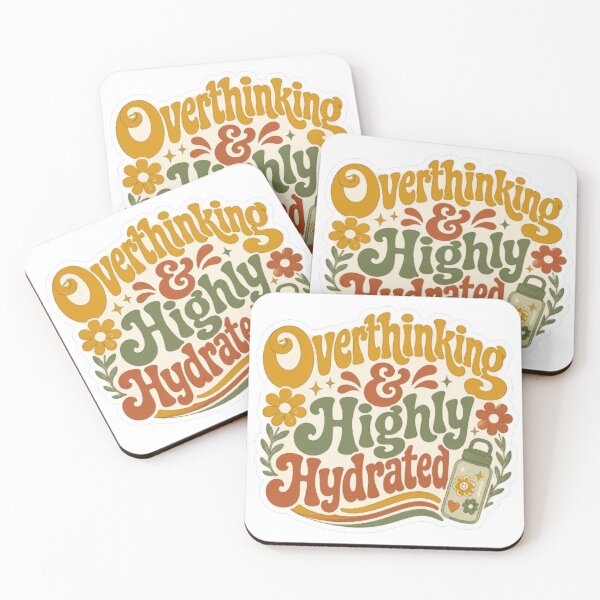 Item preview, Overthinking & Highly Hydrated - Retro Groovy 70s Typography Sticker designed and sold by OverthoughtStudio.
