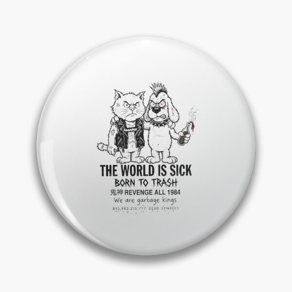 Item preview, The World Is Sick Punk Cat & Dog: Underground Rebel Trash designed and sold by Colorful-Garden.