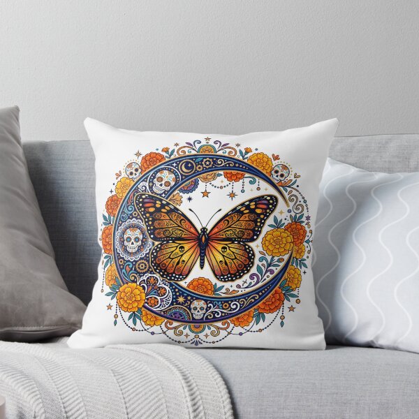 Item preview, Sugar Skull Butterfly and Crescent Moon - Dia de los Muertos Art designed and sold by BobaBunny76.