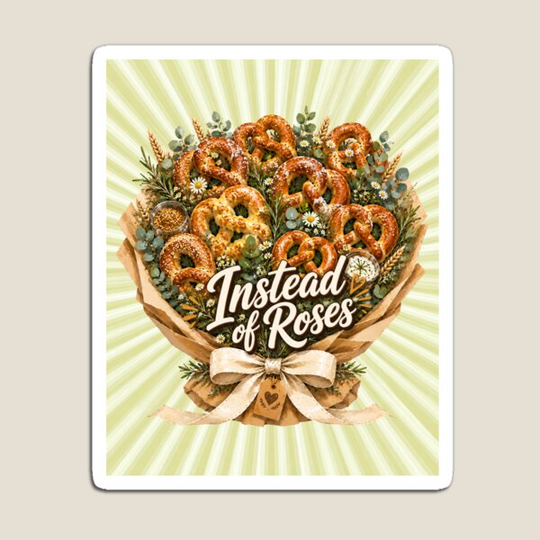 Item preview, Instead of Roses | Pretzel Bouquet Cute Bakery Illustration designed and sold by UUniqueIImprint.