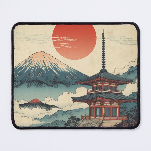 Item preview, Japanese Temple with Red Sun designed and sold by ZrnzoDesign.