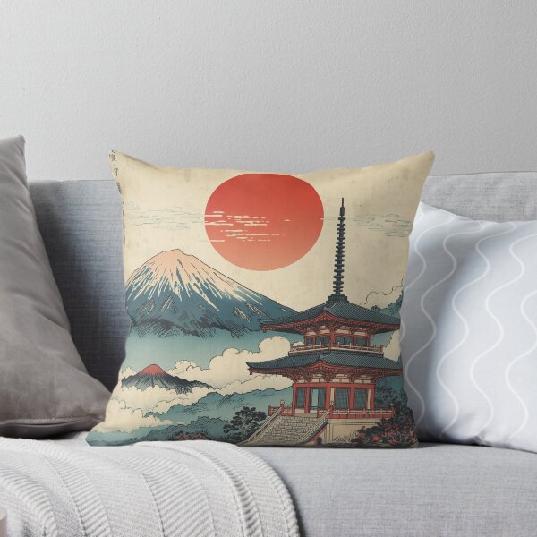 Item preview, Japanese Temple with Red Sun designed and sold by ZrnzoDesign.