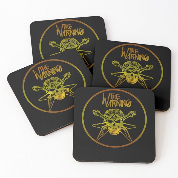 Item preview, The Warning Skull Crossed Guitars Gold Seal Poster designed and sold by BrookCrooks.