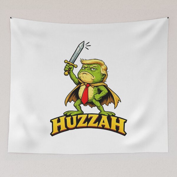 Item preview, HUZZAH! Funny Frog Knight With Sword – Vintage Cartoon designed and sold by Williams Anderson.
