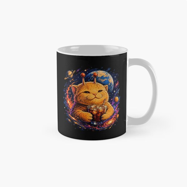 Item preview, Retro Alien Space Cat Drinking Iced Beverage in Galaxy designed and sold by Vermanartist.