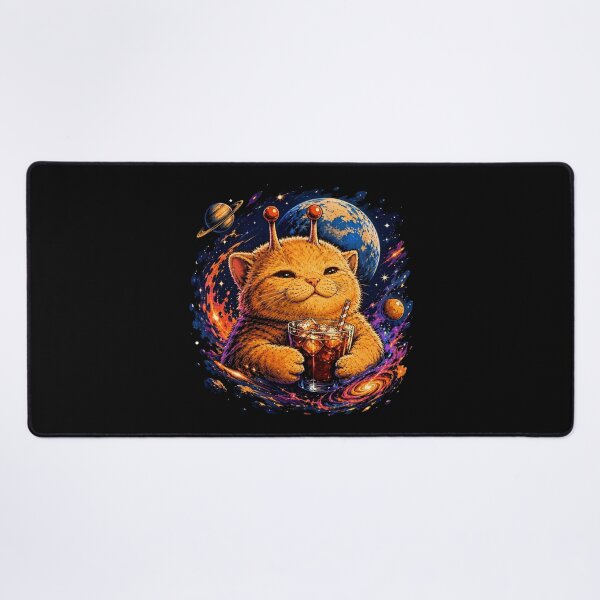 Item preview, Retro Alien Space Cat Drinking Iced Beverage in Galaxy designed and sold by Vermanartist.