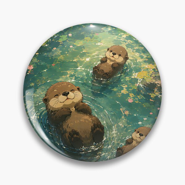Item preview, Peaceful Otters Floating in a Woodland Stream designed and sold by Jaideep Walia.
