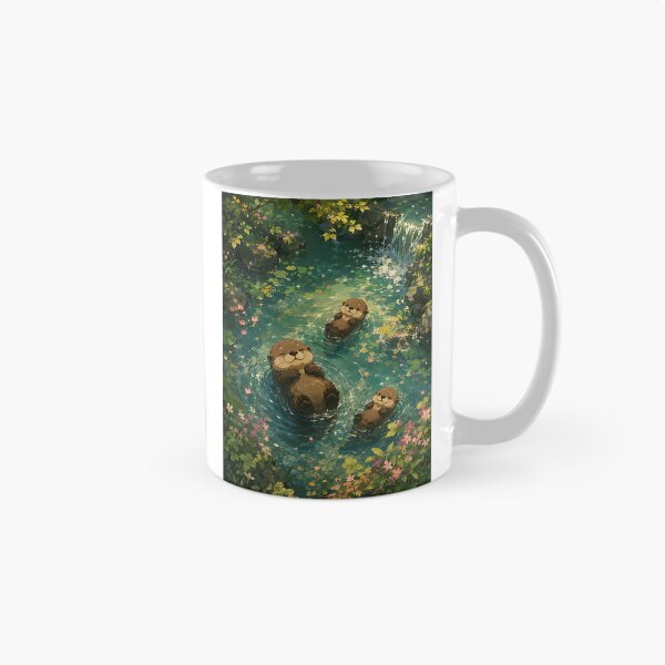 Item preview, Peaceful Otters Floating in a Woodland Stream designed and sold by Jaideep Walia.