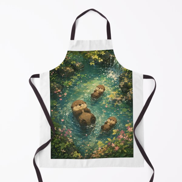 Item preview, Peaceful Otters Floating in a Woodland Stream designed and sold by Jaideep Walia.
