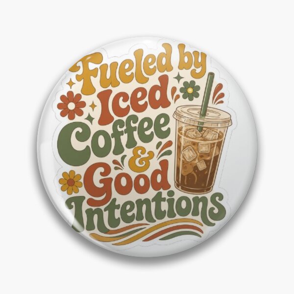 Item preview, Fueled By Iced Coffee & Good Intentions - Retro 70s Typography designed and sold by OverthoughtStudio.