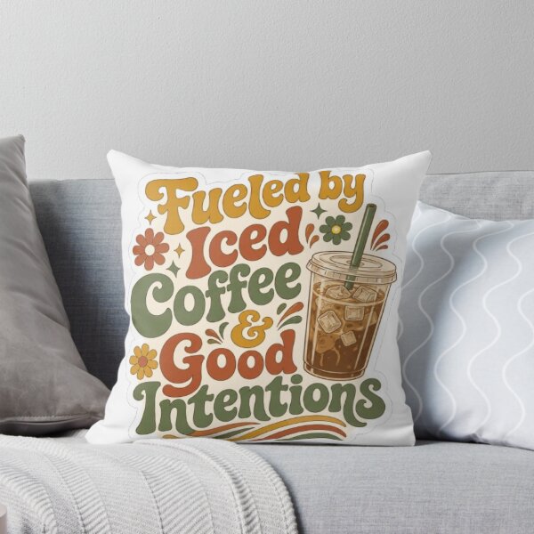 Item preview, Fueled By Iced Coffee & Good Intentions - Retro 70s Typography designed and sold by OverthoughtStudio.