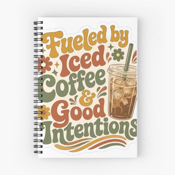 Item preview, Fueled By Iced Coffee & Good Intentions - Retro 70s Typography designed and sold by OverthoughtStudio.