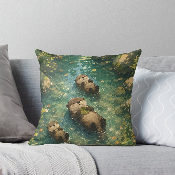 Item preview, Happy Otter Family Floating with Lily Leaf designed and sold by Jaideep Walia.