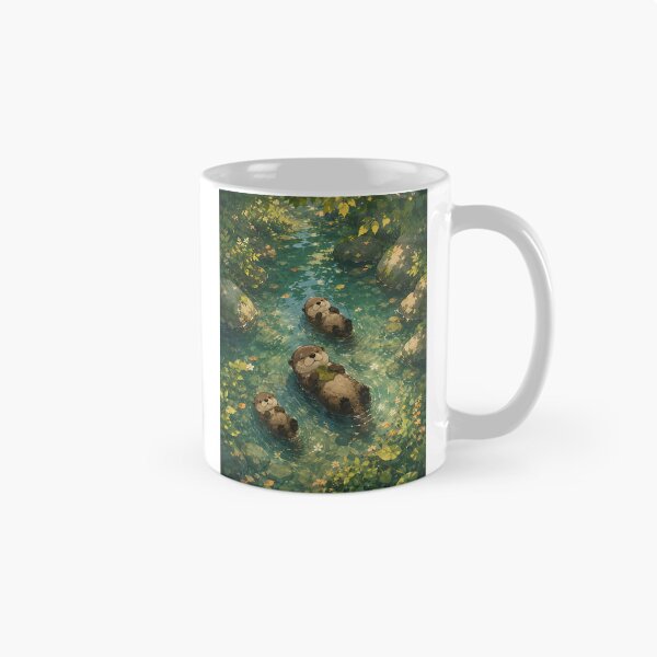 Item preview, Happy Otter Family Floating with Lily Leaf designed and sold by Jaideep Walia.