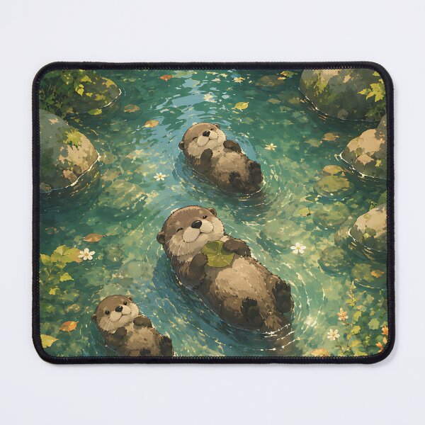 Item preview, Happy Otter Family Floating with Lily Leaf designed and sold by Jaideep Walia.