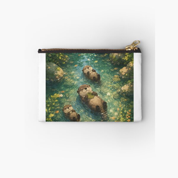 Item preview, Happy Otter Family Floating with Lily Leaf designed and sold by Jaideep Walia.