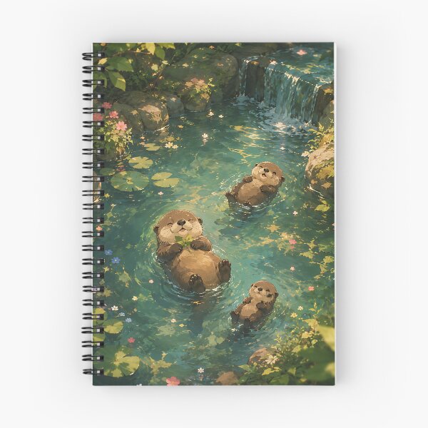 Item preview, Whimsical Otters Floating by the Waterfall designed and sold by Jaideep Walia.