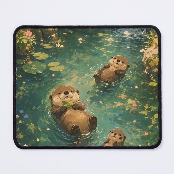 Item preview, Whimsical Otters Floating by the Waterfall designed and sold by Jaideep Walia.