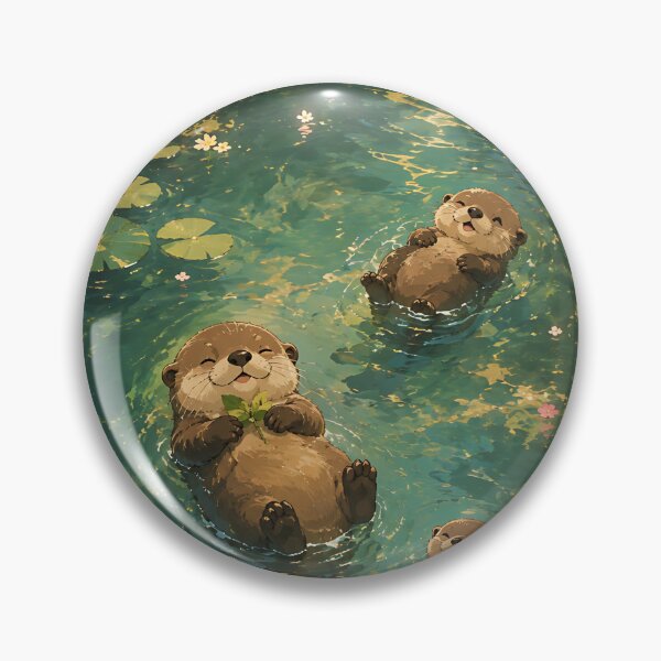 Item preview, Whimsical Otters Floating by the Waterfall designed and sold by Jaideep Walia.
