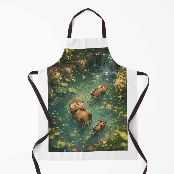 Item preview, Whimsical Otters Floating by the Waterfall designed and sold by Jaideep Walia.