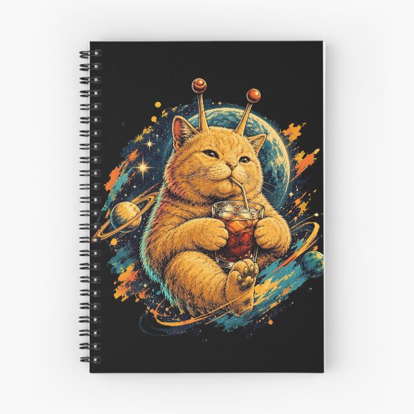 Item preview, Retro Alien Space Cat Drinking Iced Beverage Cosmic Vintage Art designed and sold by Vermanartist.
