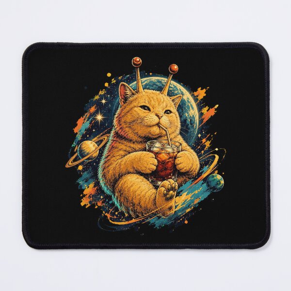Item preview, Retro Alien Space Cat Drinking Iced Beverage Cosmic Vintage Art designed and sold by Vermanartist.