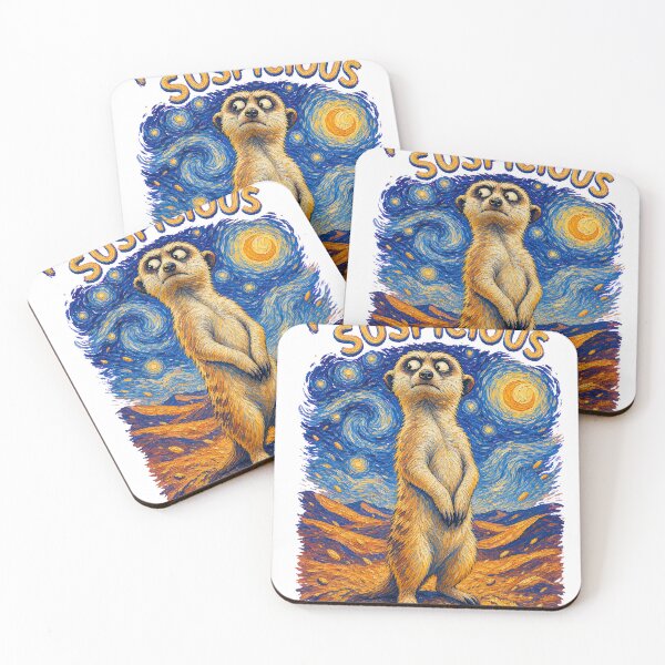 Item preview, Meerkat Mode Suspicious Funny Van Gogh Style T-Shirt designed and sold by KIDEnia.