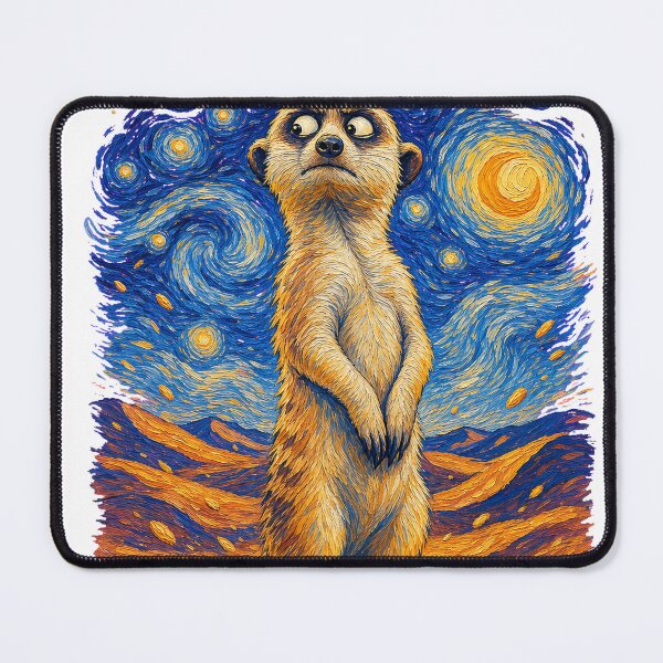 Item preview, Meerkat Mode Suspicious Funny Van Gogh Style T-Shirt designed and sold by KIDEnia.