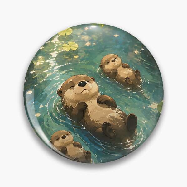 Item preview, Cute Otter Family Floating in Forest River designed and sold by Jaideep Walia.