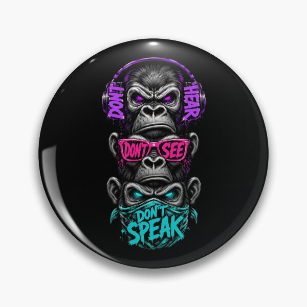 Item preview, Neon Three Wise Gorillas Hear No See No Speak No Evil Urban Art designed and sold by Vermanartist.