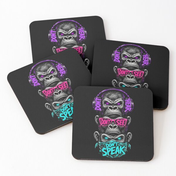 Item preview, Neon Three Wise Gorillas Hear No See No Speak No Evil Urban Art designed and sold by Vermanartist.