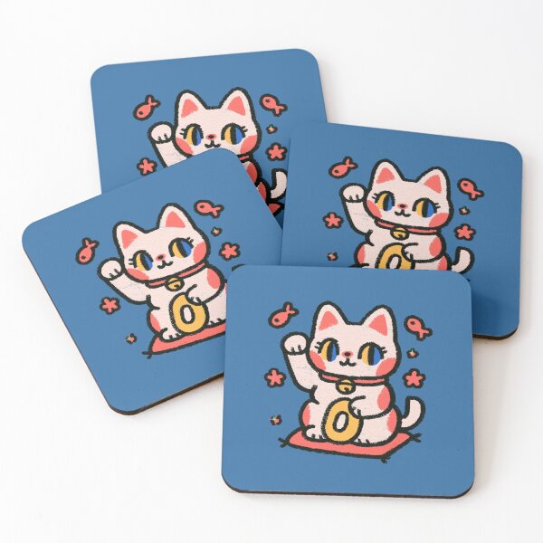 Item preview, Japanese Lucky Cat Maneki Neko with Gold Coin – Kawaii Cat designed and sold by YohakuPause.