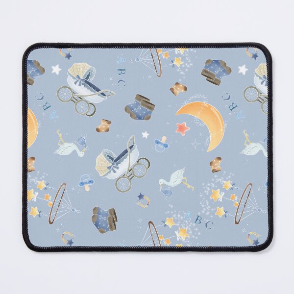 Item preview, Baby Blue Nursery Stars, Storks & Moon Seamless Pattern designed and sold by socreatively.