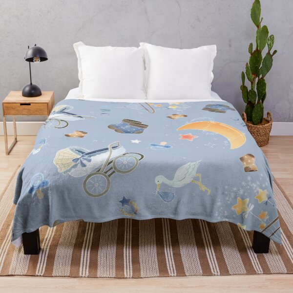 Item preview, Baby Blue Nursery Stars, Storks & Moon Seamless Pattern designed and sold by socreatively.
