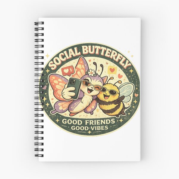 Item preview, Social Butterfly – Cute Retro Bee & Butterfly Selfie Badge designed and sold by Mindful56.