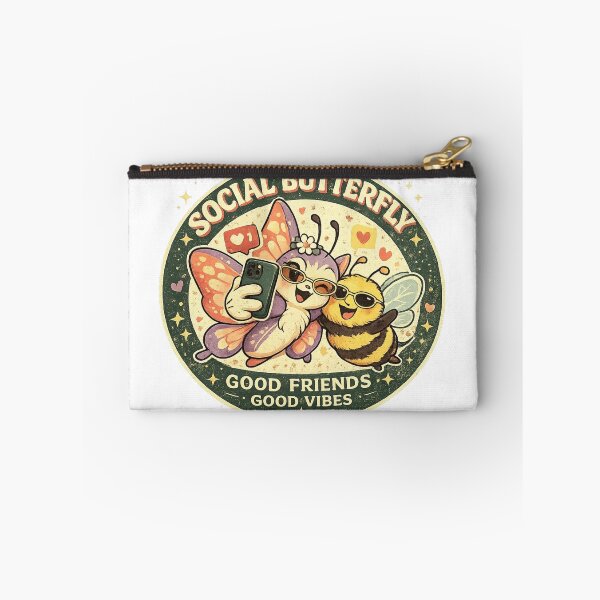 Item preview, Social Butterfly – Cute Retro Bee & Butterfly Selfie Badge designed and sold by Mindful56.