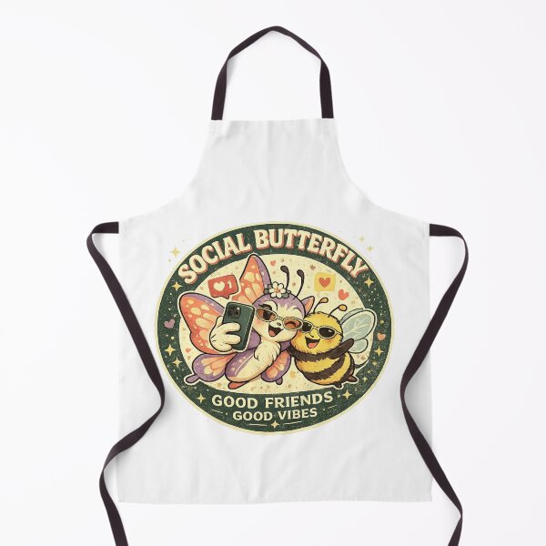 Item preview, Social Butterfly – Cute Retro Bee & Butterfly Selfie Badge designed and sold by Mindful56.