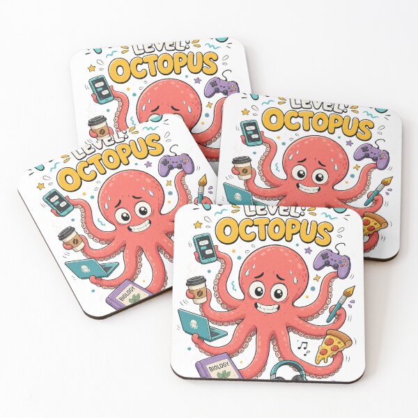 Item preview, Multitasking Octopus Funny Cartoon T-Shirt Design designed and sold by KIDEnia.