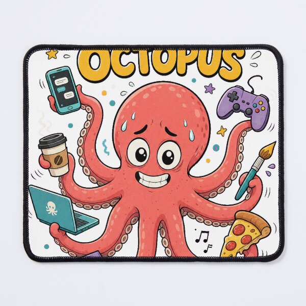 Item preview, Multitasking Octopus Funny Cartoon T-Shirt Design designed and sold by KIDEnia.