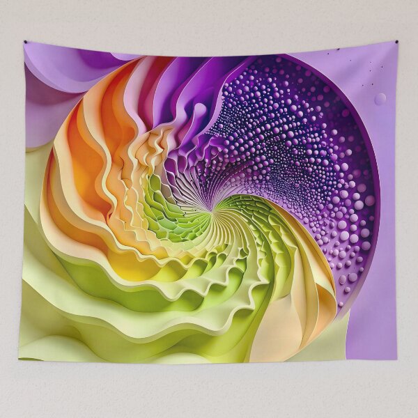 Item preview, Colorful Spiral Abstraction in Purple Orange Green designed and sold by Vicky Brago-Mitchell®.