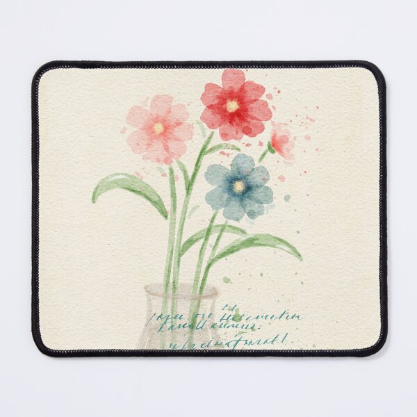Item preview, Vintage Watercolor Flowers in Glass Vase with Calligraphy designed and sold by LafinaArt.