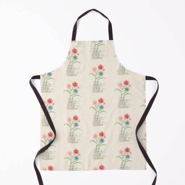 Item preview, Vintage Watercolor Flowers in Glass Vase with Calligraphy designed and sold by LafinaArt.