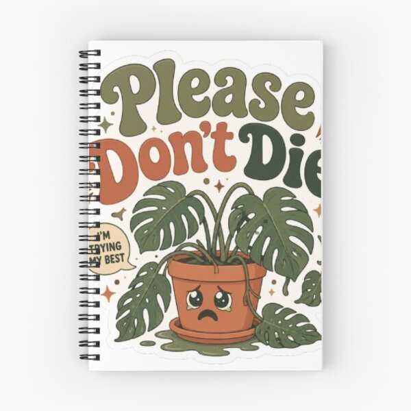 Item preview, Please Don't Die Monstera Plant - Retro 70s Typography designed and sold by OverthoughtStudio.