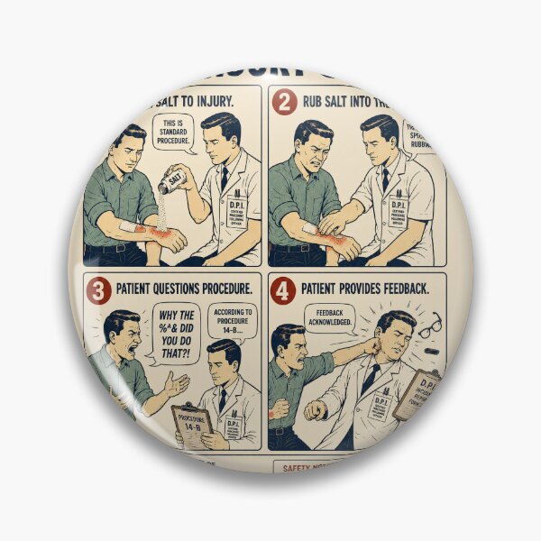 Item preview, When Injury Occurs – Retro Instructional Humor designed and sold by MythPrint Studio.