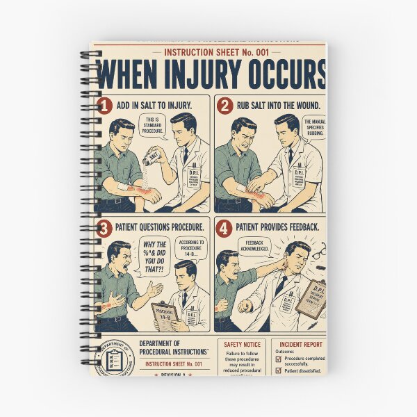 Item preview, When Injury Occurs – Retro Instructional Humor designed and sold by MythPrint Studio.