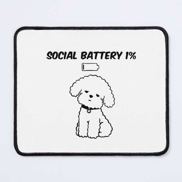 Item preview, Social Battery 1% Funny Introvert Dog Low Battery designed and sold by pinkystickstore.