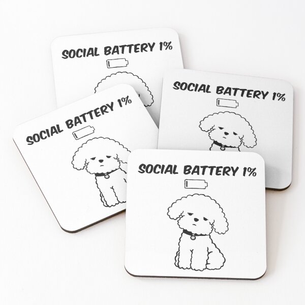 Item preview, Social Battery 1% Funny Introvert Dog Low Battery designed and sold by pinkystickstore.