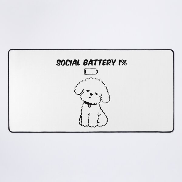 Item preview, Social Battery 1% Funny Introvert Dog Low Battery designed and sold by pinkystickstore.